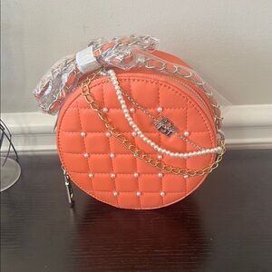 Badgley Mischka Orange Quilted Mini Bag